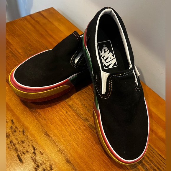 Slip on Vans glitter sparkly multicolor platform preowned - Picture 1 of 7